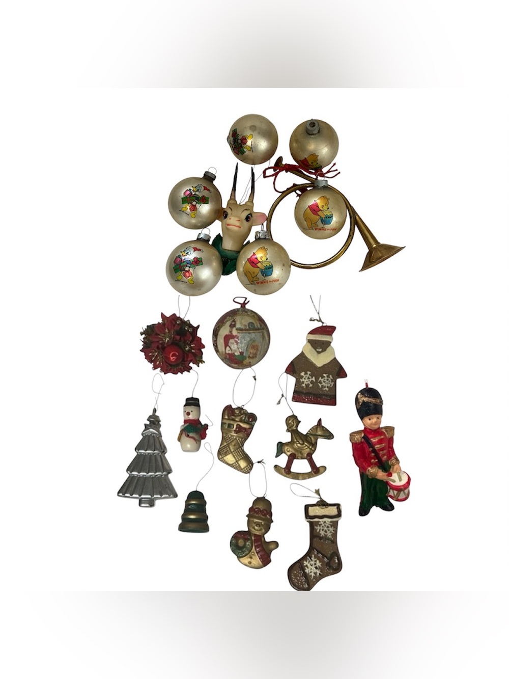 VINTAGE CHRISTMAS TREE DECORATION BUNDLE HOLIDAY ORNAMENT SANTA DISNEY STOCKING